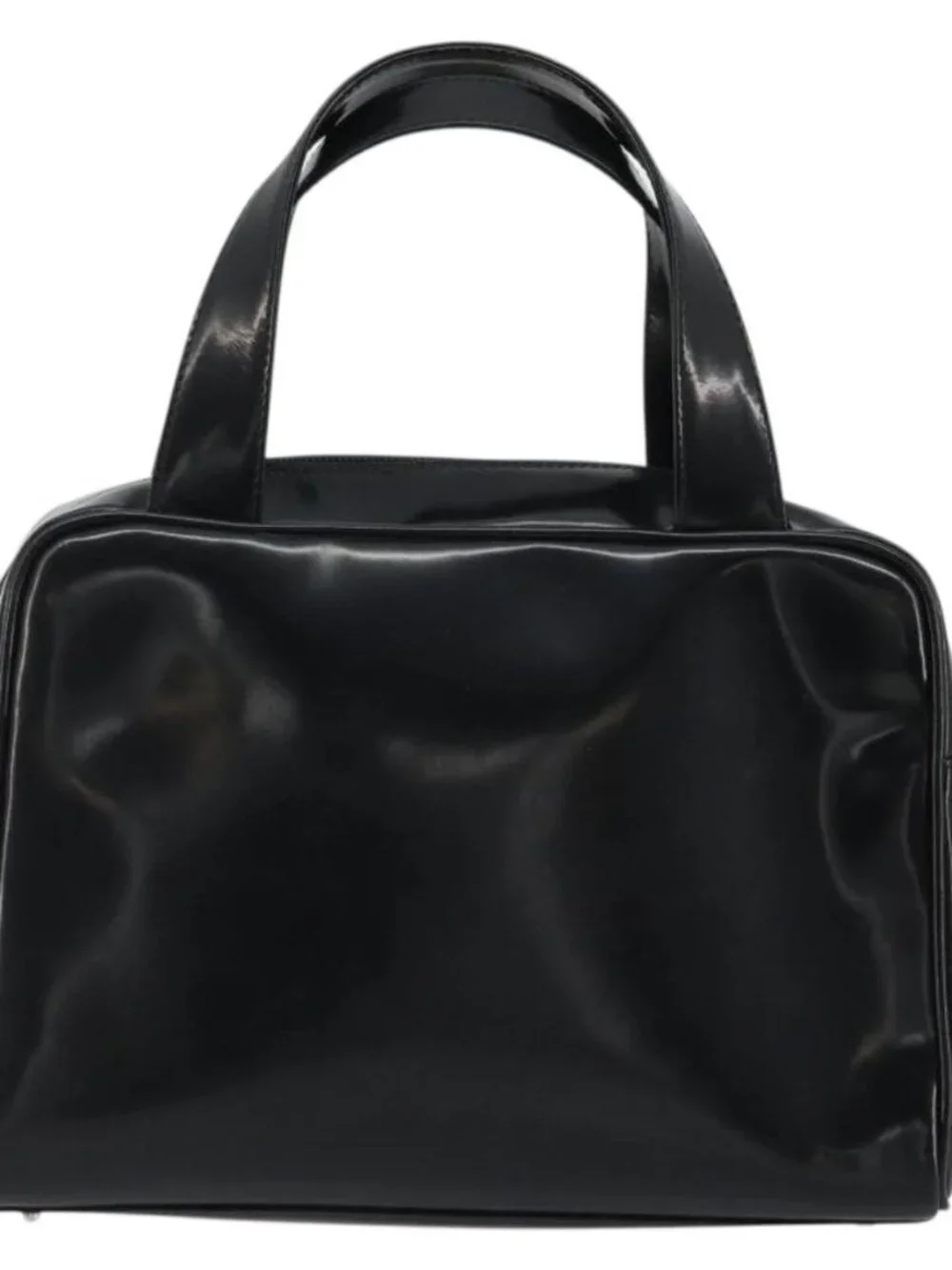 GUCCI Hand Bag Patent leather Black Silver 000 2058 0505 Auth 175262